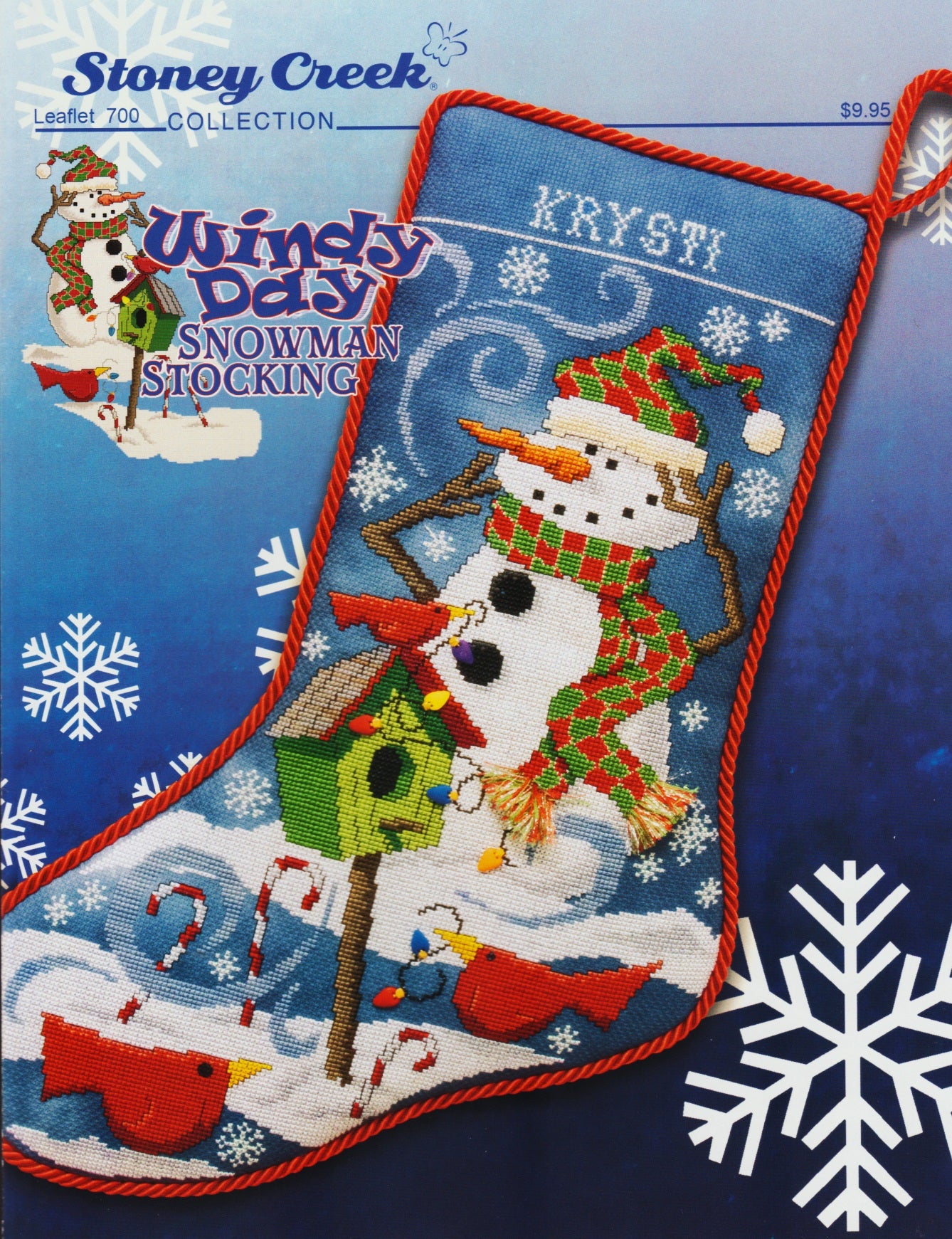 Stoney Creek Windy Day Snowman Stocking LFT700 cross stitch christmas stocking pattern