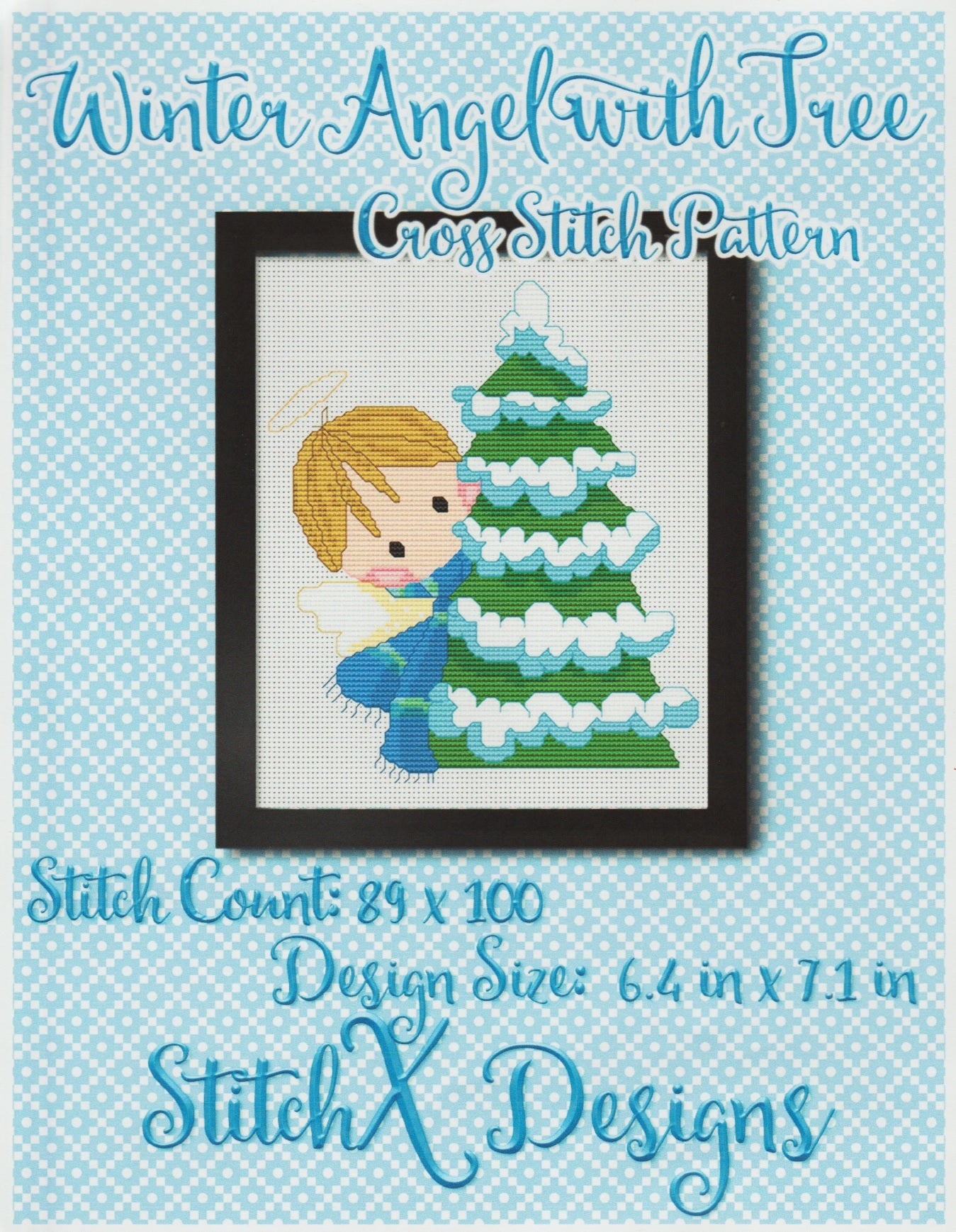 StitchX Winter Angel with Tree cross stitch pattern