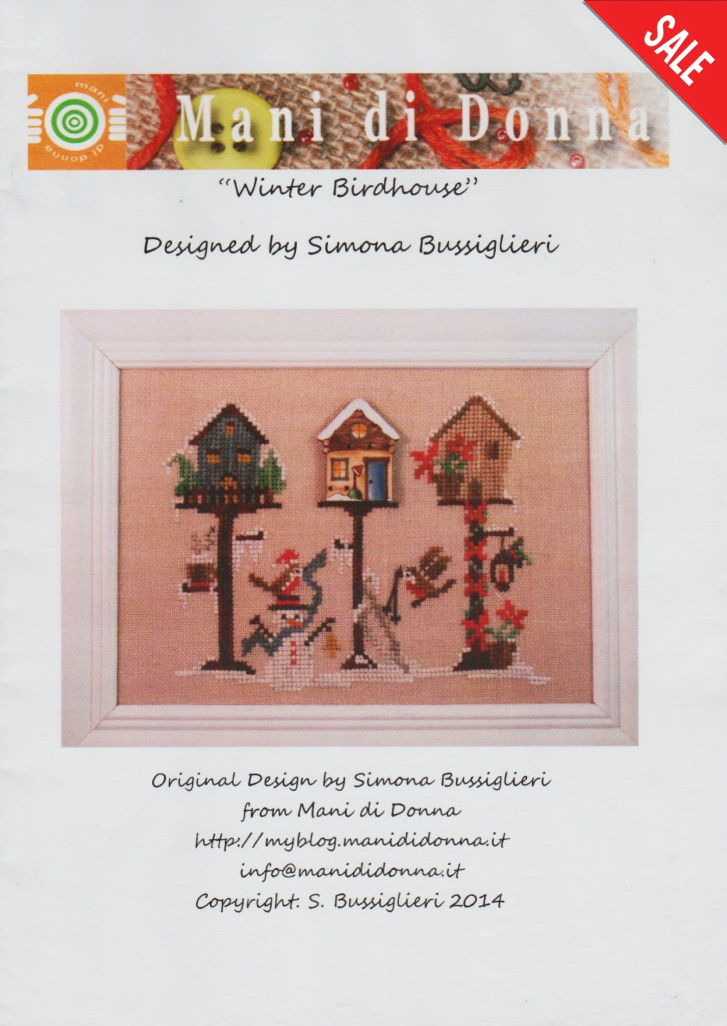 Mani di Donna Winter Birdhouse cross stitch pattern