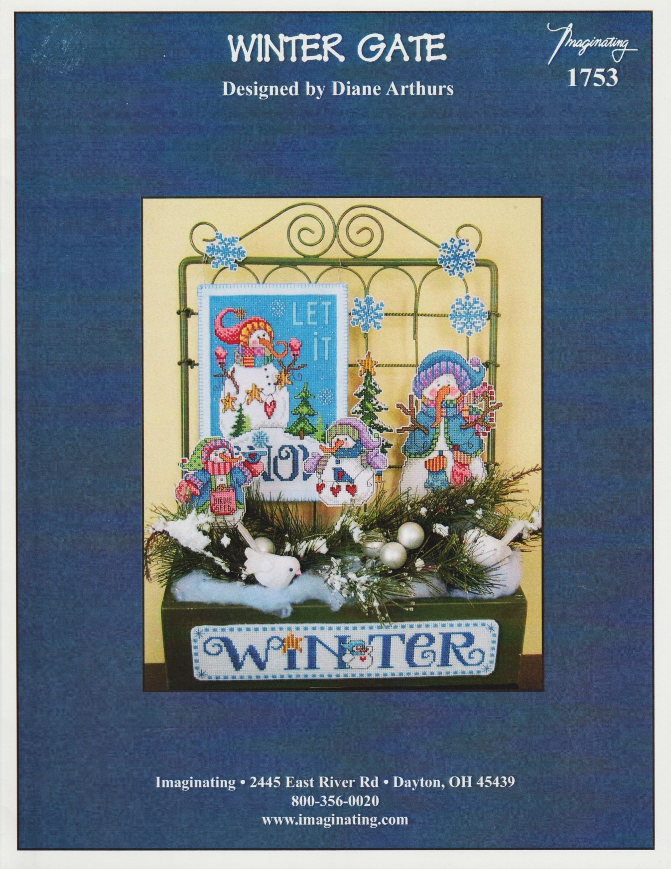 Imaginating Winter Gate 1753 snowmen cross stitch pattern