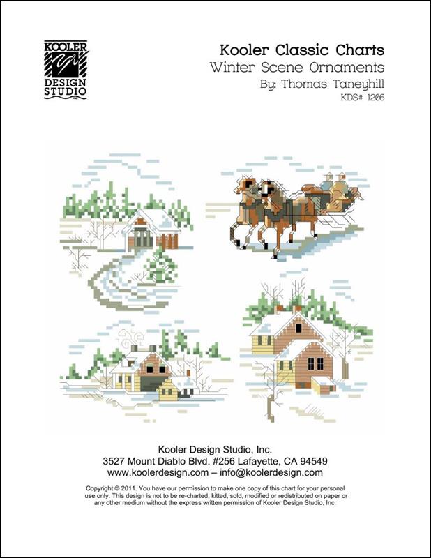 Kooler Designs Winter Scene Christmas Ornaments KDS1206 cross stitch pattern