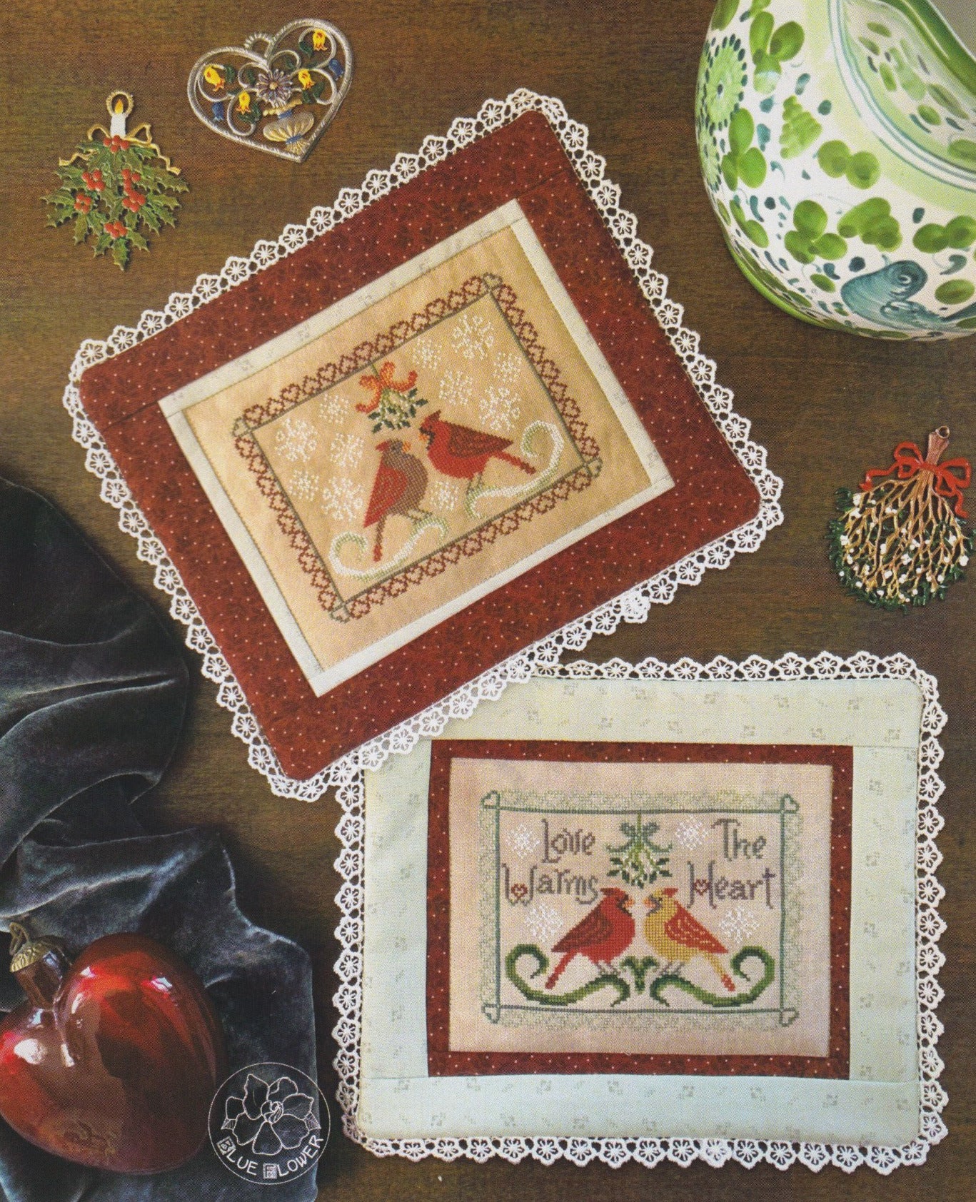 The Blue Flower Winter Valentine cross stitch pattern