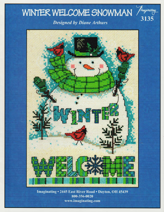 Imaginating Winter Welcome Snowman 3135 cross stitch pattern