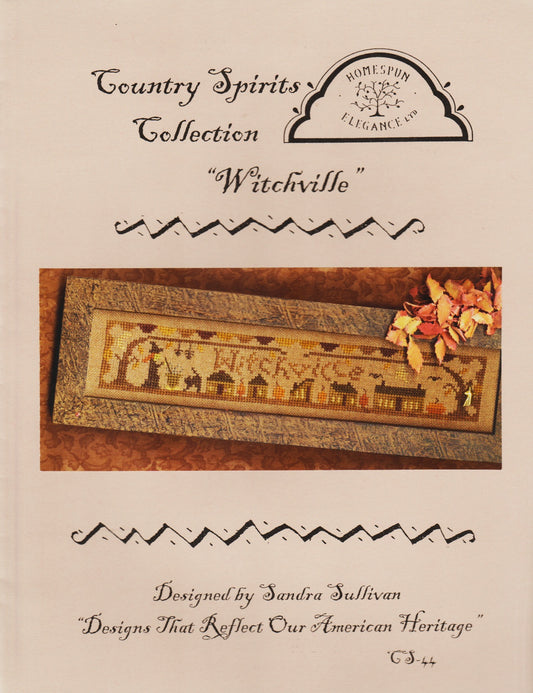 Homespun Elegance Witchville CS-44 halloween cross stitch pattern