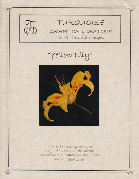 Turquoise Graphics Yellow Lily cross stitch pattern