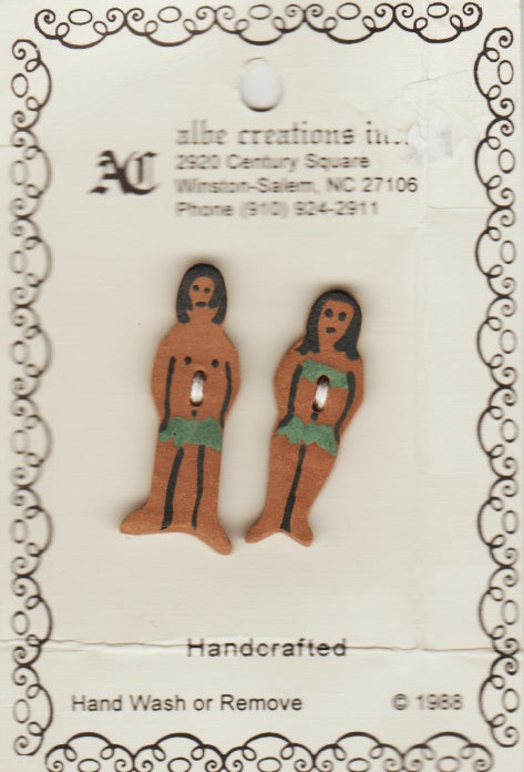 Albe Creations Adam & Eve clay buttons