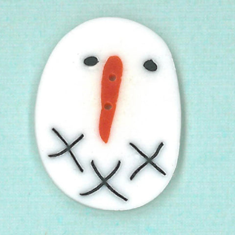 Just Another Button Company Applique Face AP1007 Buttons flat clay 2-hole cross stitch button