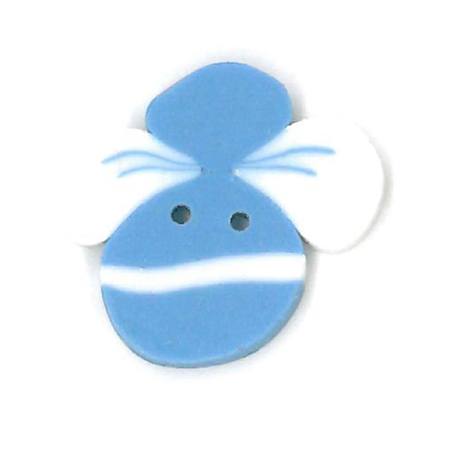 Just Another Button Company Bee Blue & White, BW1012.S flat 2-hole clay cross stitch button