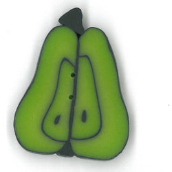 Just Another Button Company Lime Pear, CB1015.L flat 2-hole clay cross stitch button