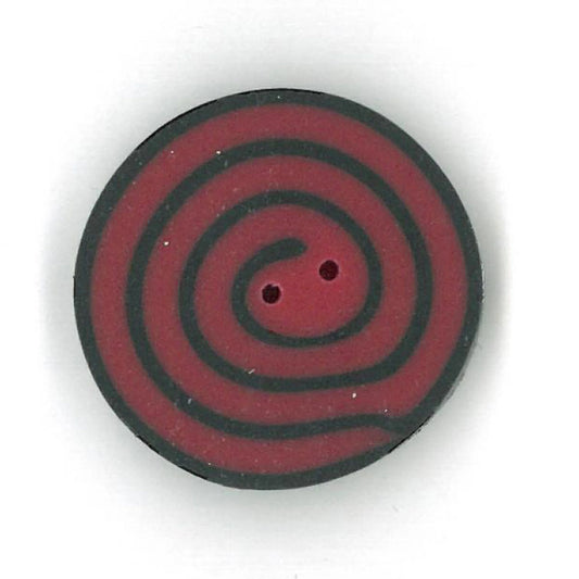 Just Another Button Company Strawberry & Black Swirl, CB1020 clay flat 2-hole cross stitch button