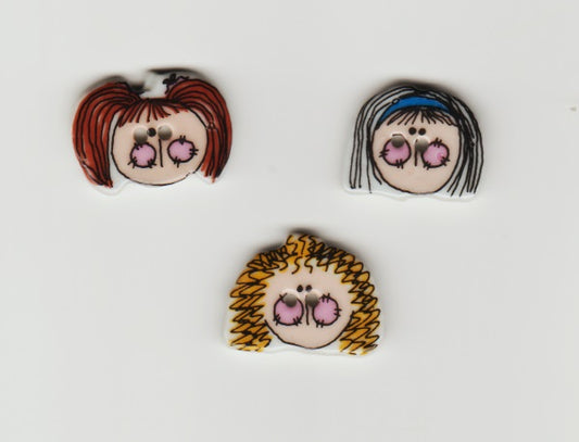 Trena's Trinkets Girl Heads ceramic buttons