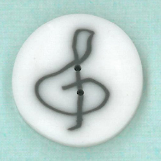 Just Another Button Company Treble Cleft, LC1040 clay 2-hole flat musical cross stitch button