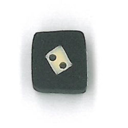 Just Another Button Company Tingles White on Black Diamond, LK1004 clay flat 2-hole cross stitch button