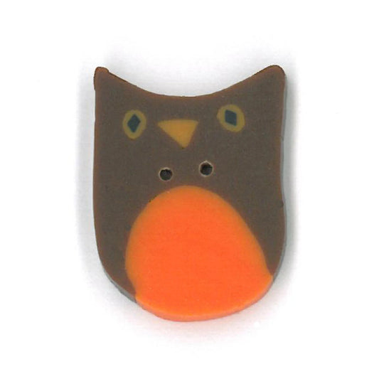 Just Another Button Company Tingles Owl, LK1009 2-hole clay flat cross stitch button