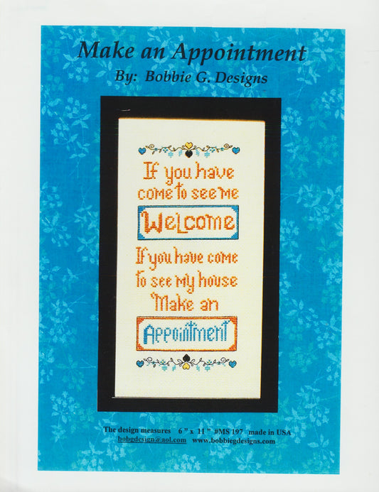 Bobbie G. Make An Appointment MS197 cross stitch pattern