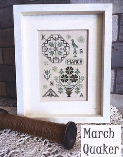 rom The Heart March Quaker cross stitch sampler pattern