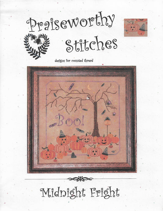Praiseworty Stitches Midnight Fright halloween cross stitch pattern