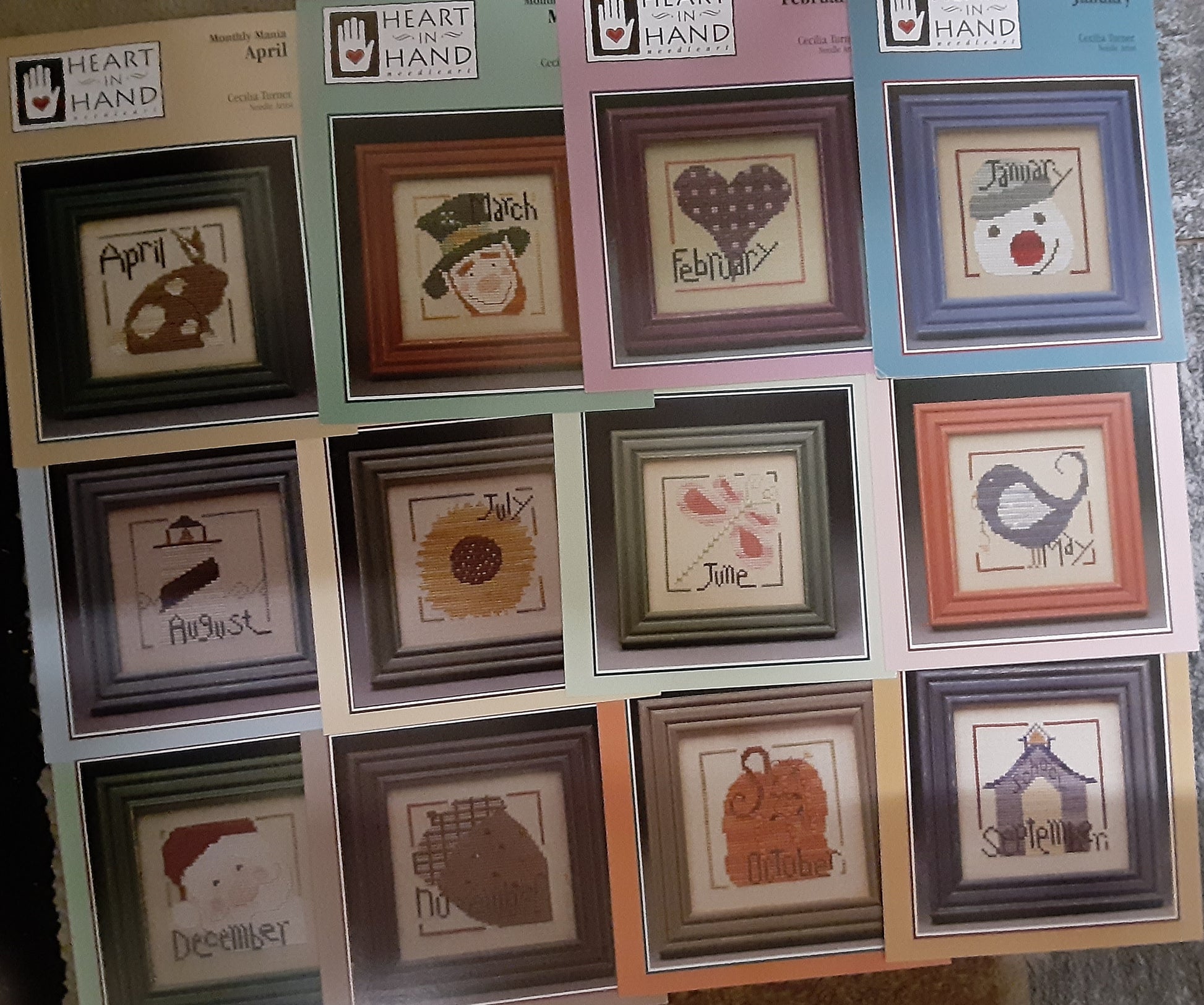 Heart In Hand Monthly Mania series set of 12 cross stitch pattern