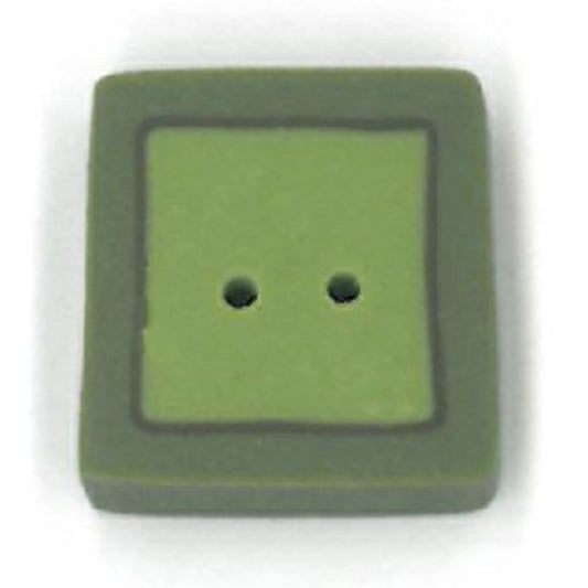Just Another Button Company  Olive Light Green Window, MS1008.S flat 2-hole clay cross stitch button