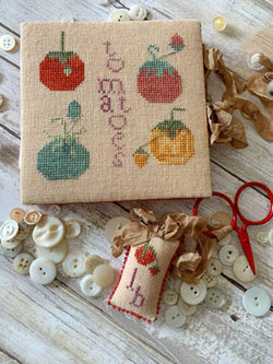 Lucy Beam Needlebook & Scissor Fob  Love in Stitches - Heirloom Tomato Needlework set cross stitch pattern