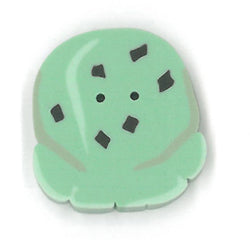 Just Another Button Company Mint Chip Scoop, NH1079 ice cream flat clay 2-hole cross stitch button