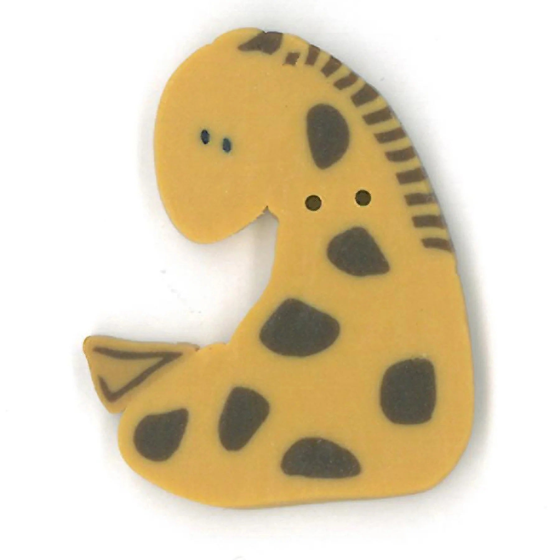 Just Another Button Company Giraffe, NH1084 flat 2-hole clay cross stitch button