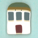 Just Another Button Company Inn NH1107 flat 2-hole clay cross stitch button