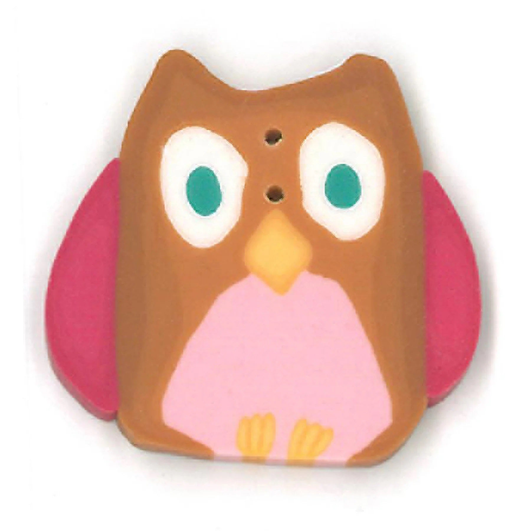 Just Another Button Company Hoot Owl, NH1114.L 2-hole flat clay cross stitch button