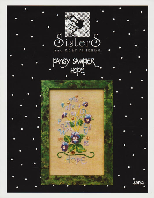 Sisters & Best Friends Pansy Sampler Hope flower cross stitch pattern