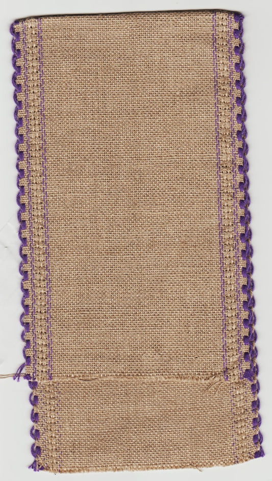 Linen 24ct 4.5x16 Purple/Raw Banding Fabric