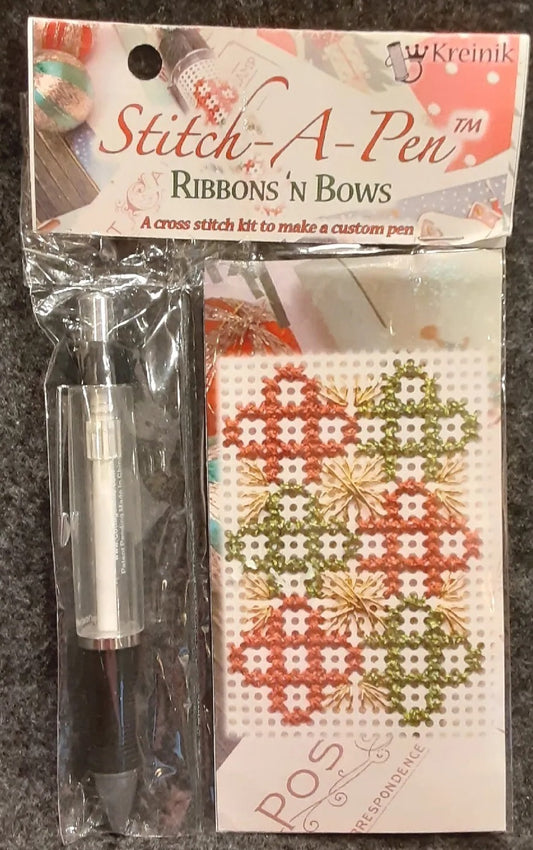 Kreinik Ribbons 'N Bows kit Stitch-A-Pen cross stitch kit