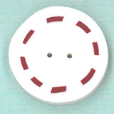 Just Another Button Company Red & White Circle, RW1009 flat clay 2-hole cross stitch button