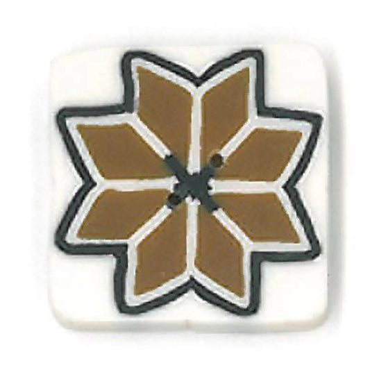 Just Another Button Company Gold Quaker Star SC1051.S cross stitch clay 2-hole button