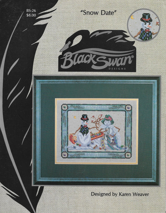 Black Swan Snow Date BS-26 snowman cross stitch pattern