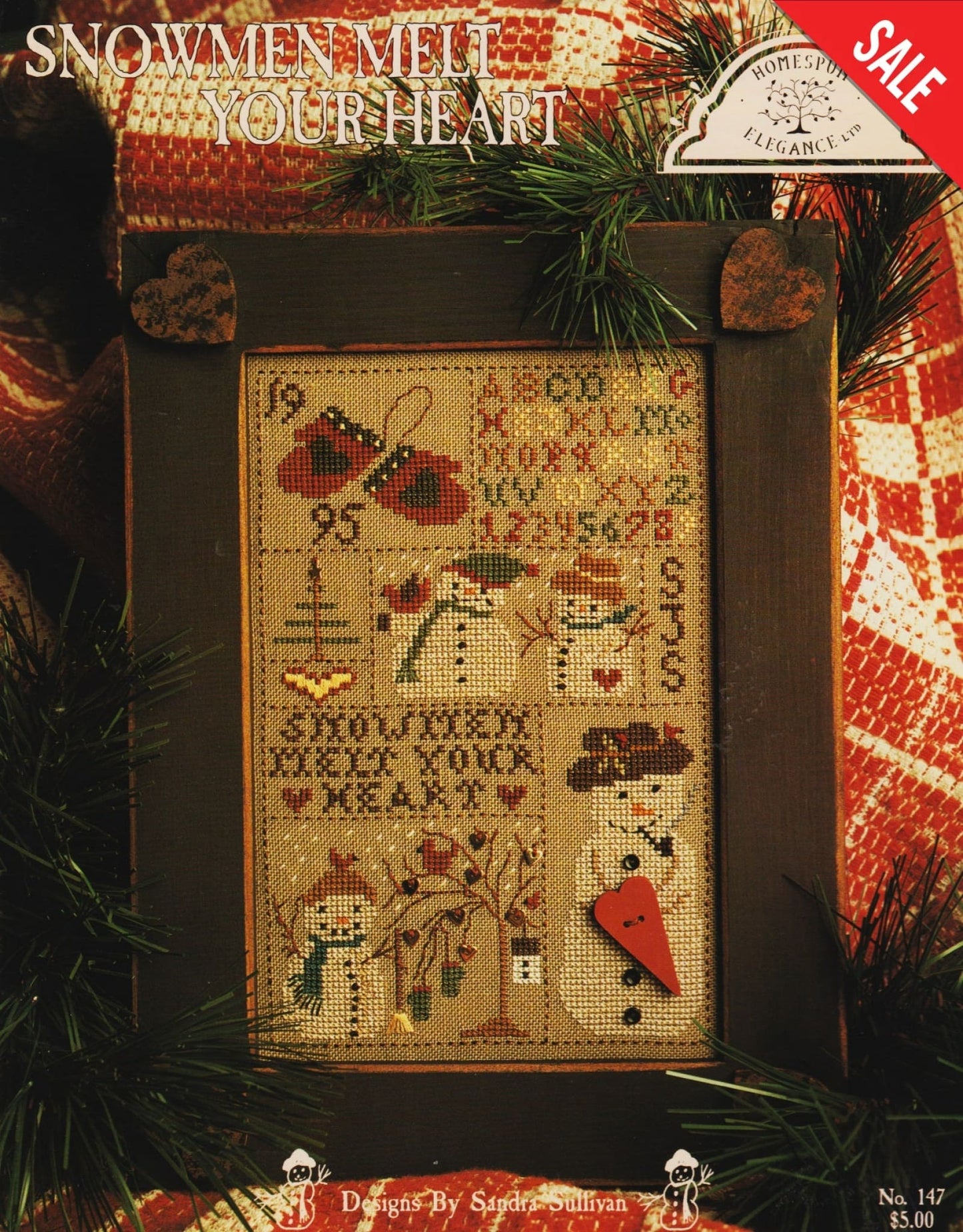 Homespun Elegance Snowmen Melt Your Heart 147 cross stitch pattern