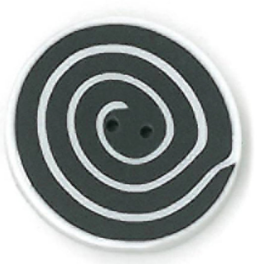 Just Another Button Company Black & White Swirl, SS1005 flat 2-hole clay cross stitch button