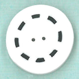 Just Another Button Company Black & White Circle, SS1009 clay 2-hole flat cross stitch button