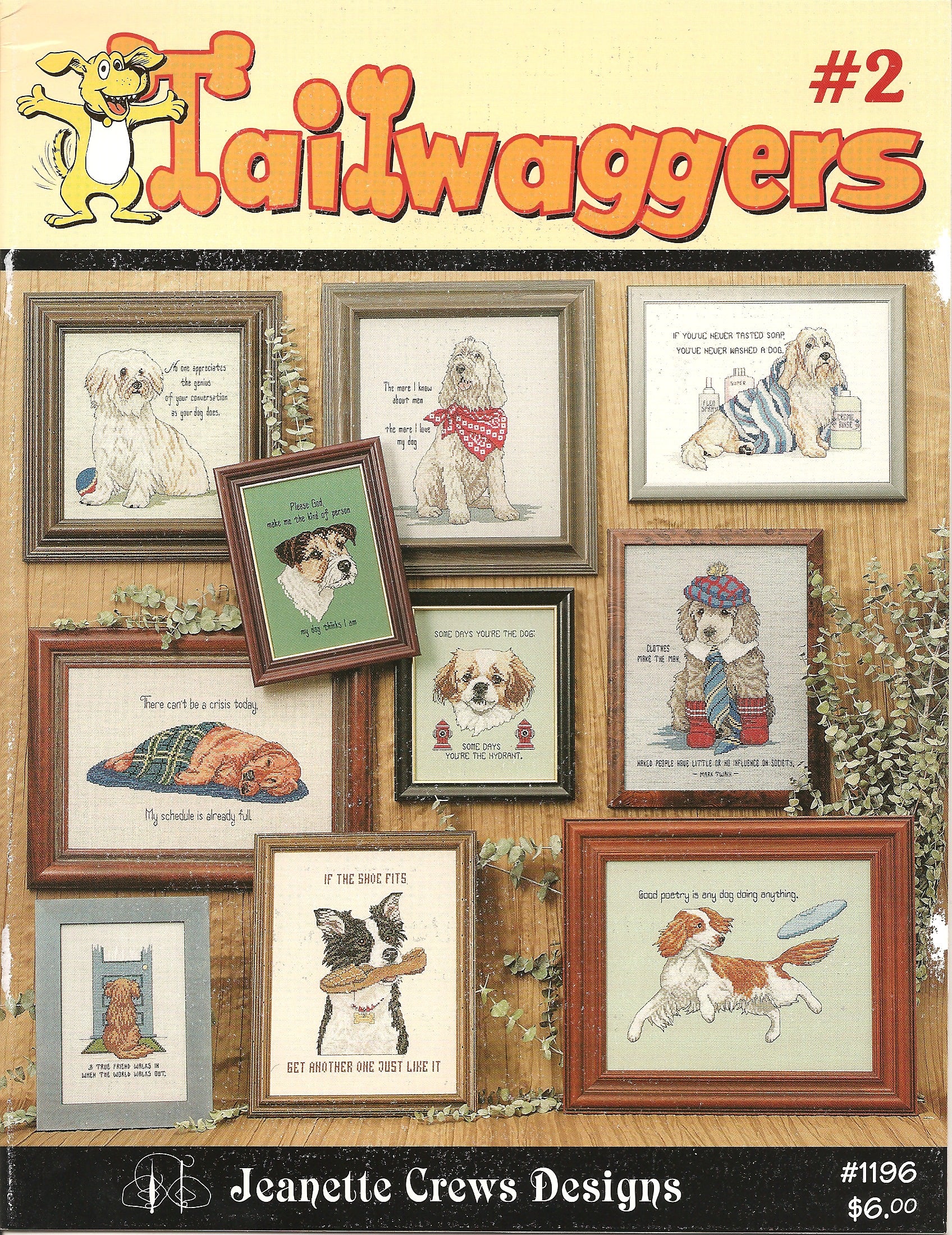 Jeanette Crews Tailwaggers #2 1196 dog cross stitch pattern