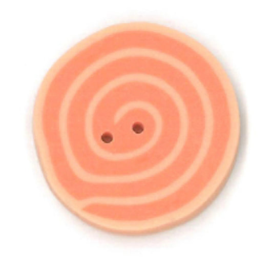 Just Another Button Company Peach Swirl, TC1005 flat 2-hole clay cross stitch button