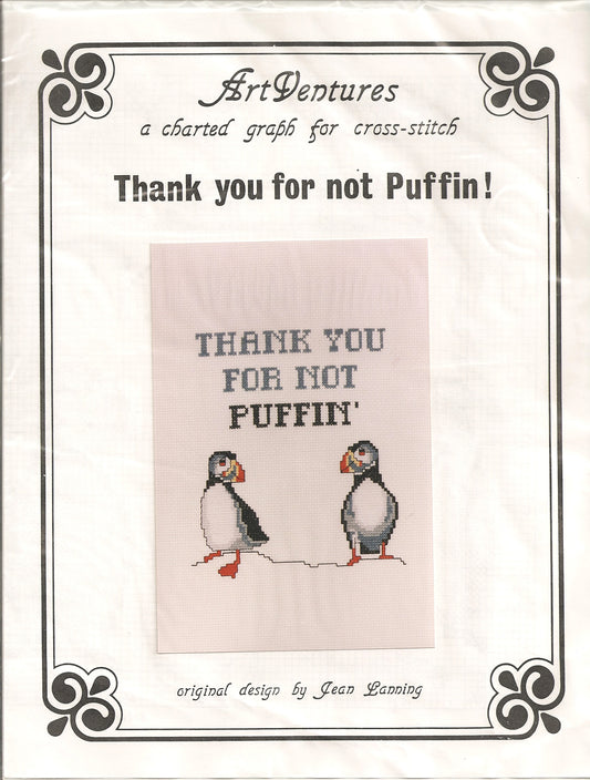 Art Ventures Thank you for not Puffin! cross stitch pattern