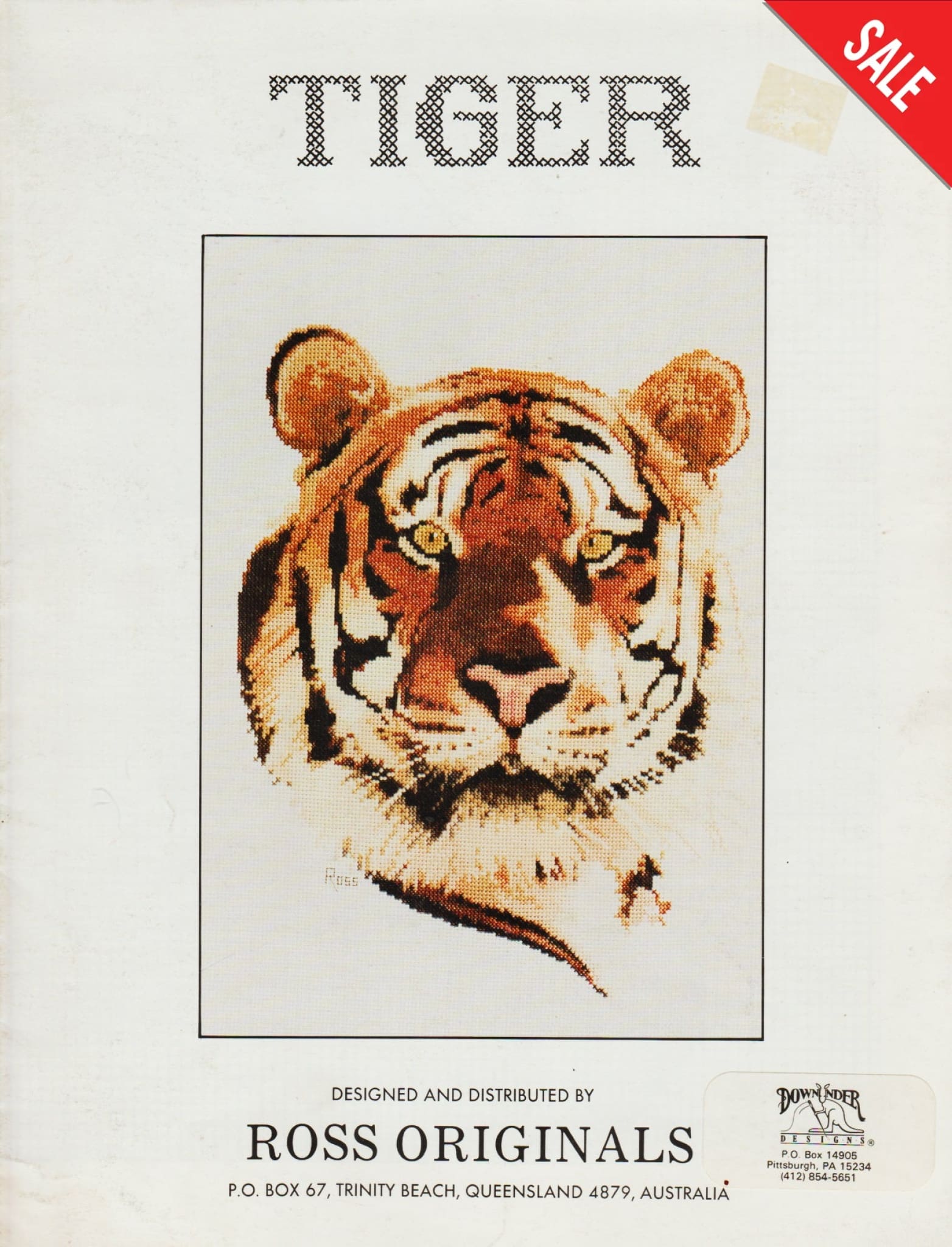 Ross Originals Tiger cross stitch pattern