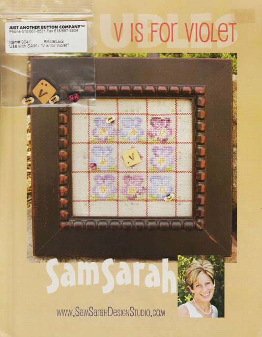 Sam Sarah V Is For Violet cross stitch pattern