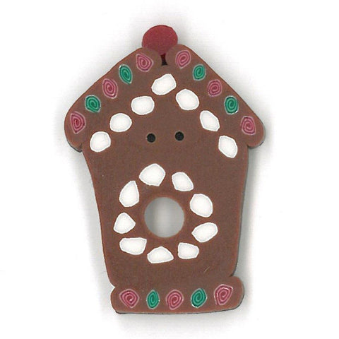 Just Another Button Company Gingerbread Birdhouse 1120 handmade clay button 