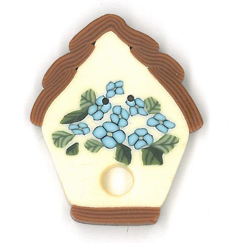 Just Another Button Company floral Birdhouse 1121 handmade clay button 