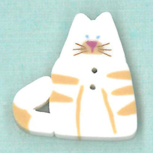 Just Another Button Company White Cat 1150 clay cross stitch 2-hol Buttons