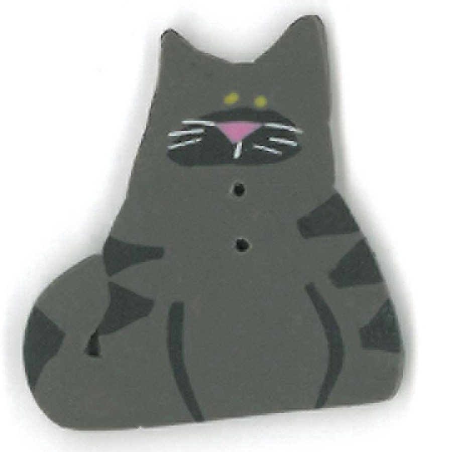 Just Another Button Company 1160 Almost Black Cat 2-hole clay button
