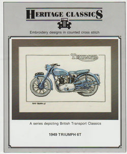 Heritage Stitchcraft 1949 Triumph 6T motorcycle cross stitch pattern