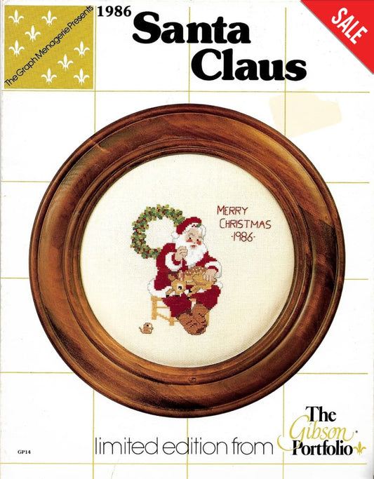 Gibson Portfolio 1986 Santa Claus christmas plate cross stitch pattern
