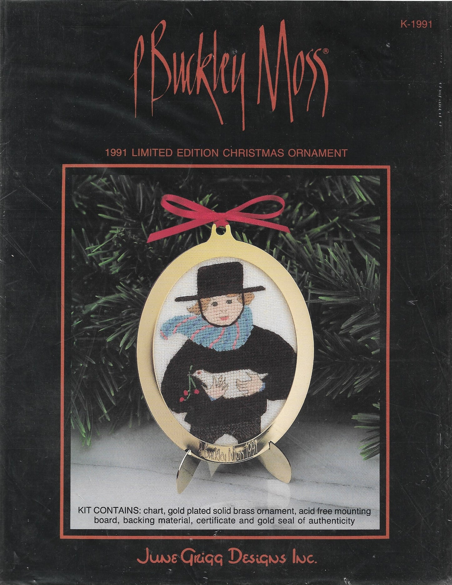 P Buckley Moss 1991 Limited Edition Ornament amish cross stitch pattern