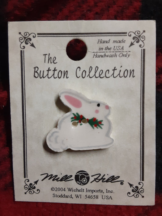 Mill hill Snowbunny ceramic button 86092